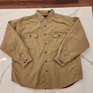Puritan Mens Fleece Lined Cotton Button Down Casual Shirt Jacket Brown Size XXL